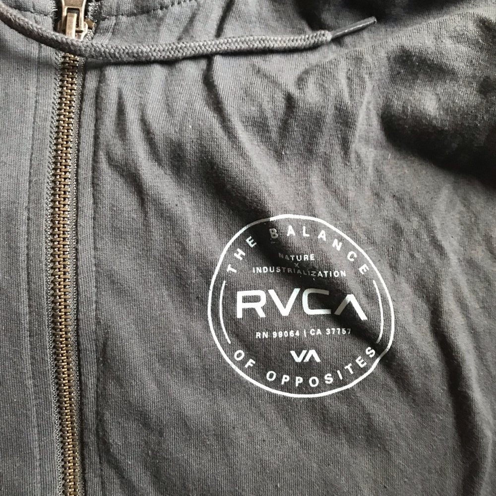 RVCA lite grey zip up hoodie size medium